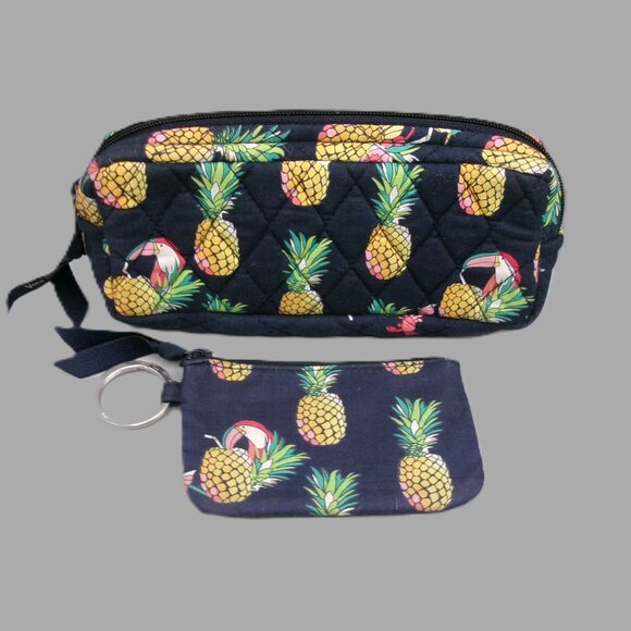 Vera Bradley Cosmetic Makeup Bag and ID Key Chain in Toucan Party - Picture 3 of 9
